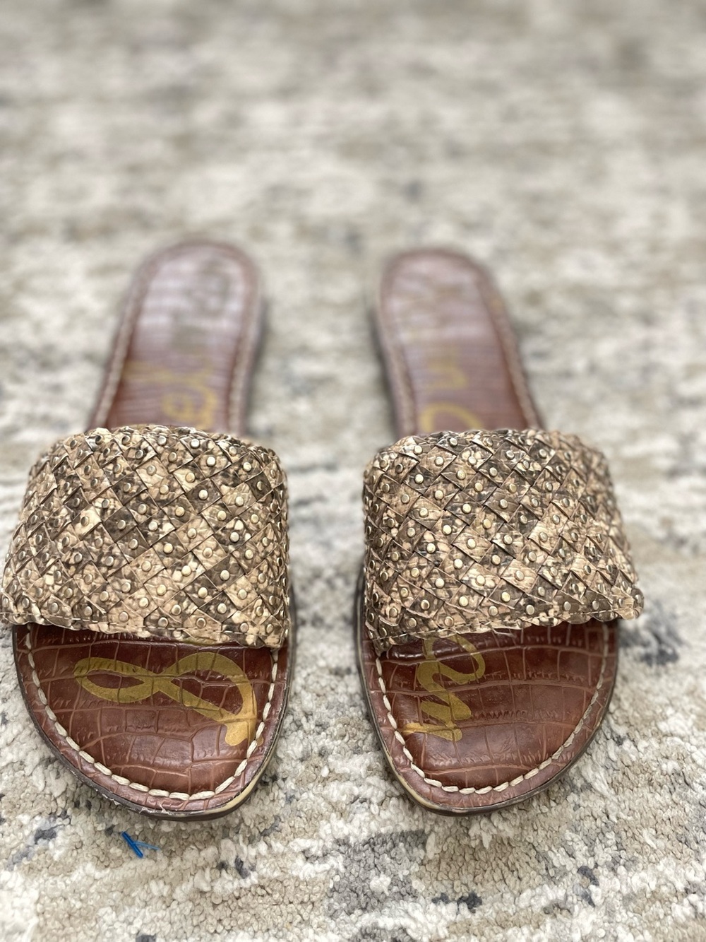 Sam Edelman Geraldine Woven Slide Sandals Size 8 Taupe - Picture 5 of 5